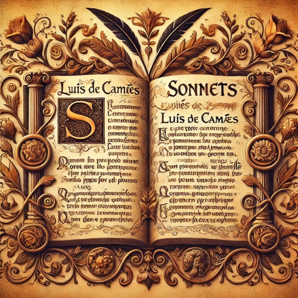 File:DALL·E 2025-01-09 13.16.54 - An artistic depiction of an open book featuring sonnets by Luís de Camões, with intricate Renaissance-inspired floral borders and decorative elements.jpeg